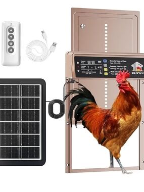 Automatic Chicken Coop Door with Solar Panel and Remote - Rose Gold